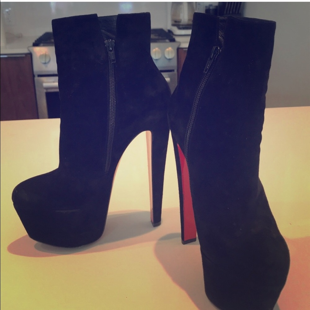 CL Black Suede Fierce Daffodil Booties